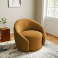 thumbnail image 1 of DREAMSIDEA Swivel Barrel Accent Chair, Modern Upholstered Living Room Chair 360°Round Club Armchair-Rusted Orange, 1 of 6
