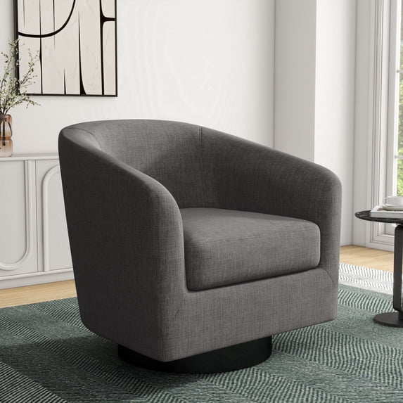 DREAMSIDEA Swivel Barrel Accent Chair, Modern Upholstered Living Room Chair Round Club Armchair-Gray