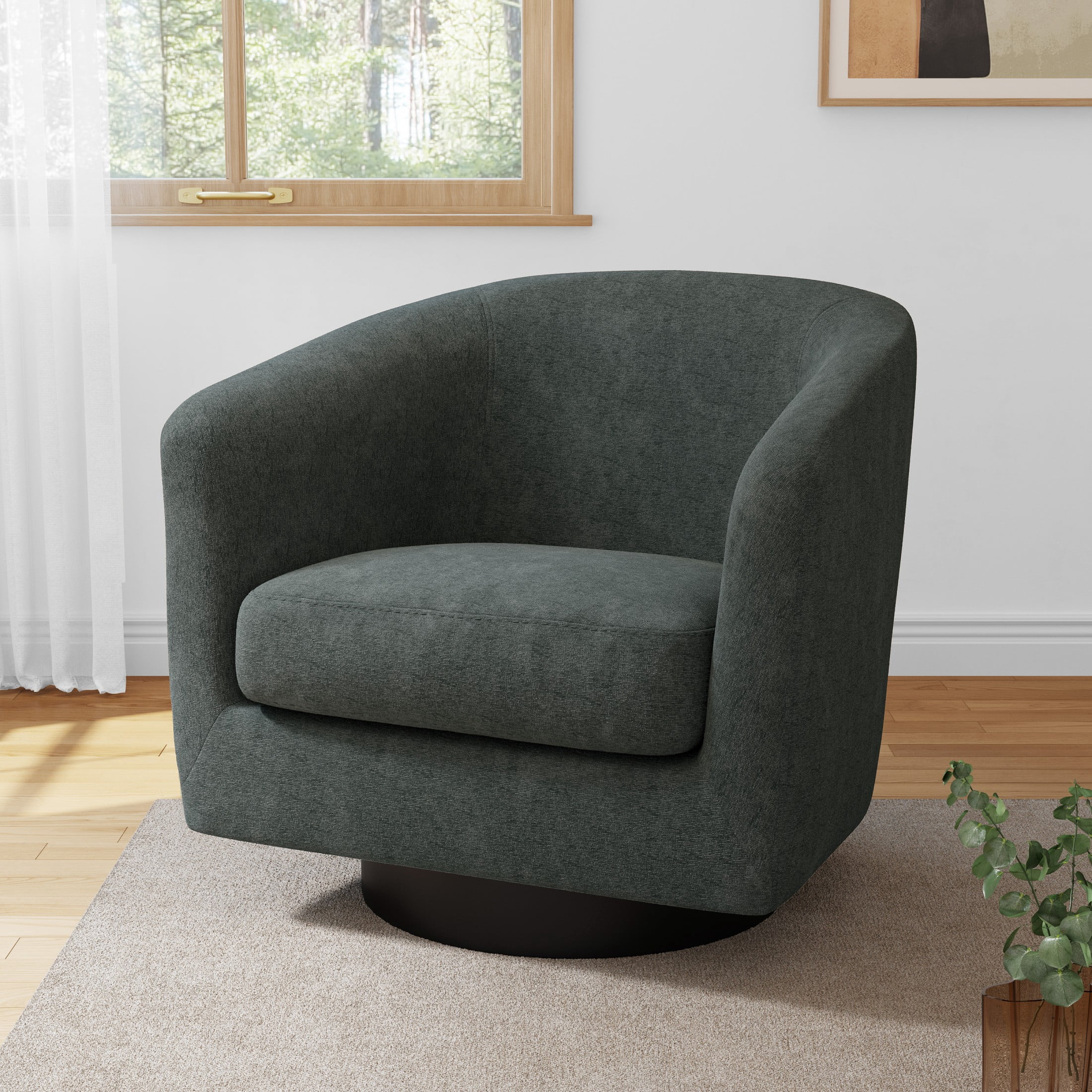 DREAMSIDEA Swivel Barrel Accent Chair for Living Room, Modern Round ...