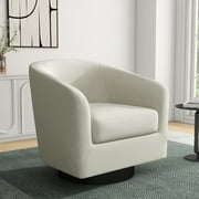 DREAMSIDEA Swivel Barrel Accent Chair for Living Room, Modern Upholstered Round Club Armchair-Cream