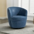 thumbnail image 1 of DREAMSIDEA Swivel Club Barrel Chair, PU Leather Swivel Accent Chair Upholstered Barrel Armchair for Living Room Modern Round Club Chair High Back- Navy Blue, 1 of 5