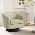 thumbnail image 1 of DREAMSIDEA Swivel Club Chair for Living Room, PU Leather Swivel Barrel Accent Chair Comfy Single Reading Armchair - Beige, 1 of 7