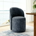 thumbnail image 1 of DREAMSIDEA Swivel Dining Chair, Upholstered Barrel Accent Chair for Dining Room & Kitchen Chairs, Morden Round Vanity Chair for Living Room&Bedroom, Linen-Navy, 1 of 6