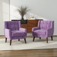 thumbnail image 1 of DREAMSIDEA Velvet Accent Chairs Set of 2 Living Room, Modern Upholstered Arm Chair Tufted for Indoor Bedroom Office Room (Purple), 1 of 6