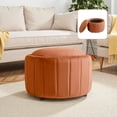 thumbnail image 1 of DREAMSIDEA Velvet Upholstered Round Storage Ottoman with Removable Lid Footrest Stool for Living Room, Bedroom, Orange, 1 of 6