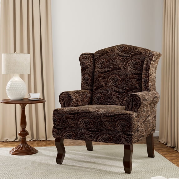 DREAMSIDEA Wingback Accent Chair High Back Accent Armchair for Living Room,Single Upholstered Chairs Reading Chair-Cranberry