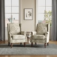 thumbnail image 1 of DREAMSIDEA Wingback Accent Chair Sets of 2 for Living Room,Traditional Floral Pattern Armchair with Comfy Upholstered Set-White, 1 of 5