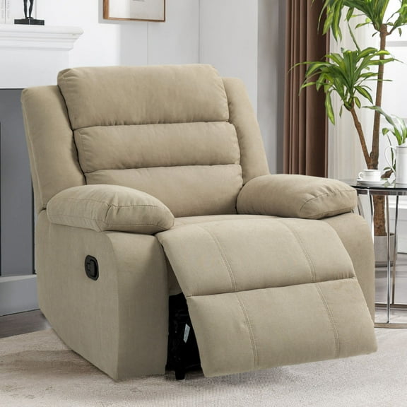 DREAMSIDEA Wingback Recliner Chair, Pushback Recliner, Wingback Chair for Living Room Single Sofa Reading Chair( Beige, Set of 1)