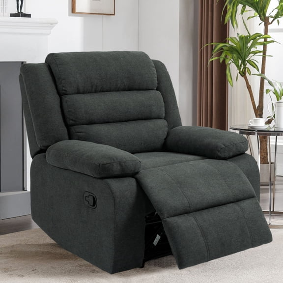 DREAMSIDEA Wingback Recliner Chair, Pushback Recliner, Wingback Chair for Living Room Single Sofa Reading Chair( Dark Gray, Set of 1)