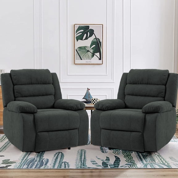DREAMSIDEA Wingback Recliner Chair Set of 2, Pushback Recliner, Wingback Chair for Living Room Single Sofa Reading Chair( Dark Gray, Set of 2)