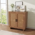 thumbnail image 1 of DREAMSIDEA Wood Sideboard Buffet Cabinet with Storage, Walnut Boho-Style Rattan Accent Cabinet Console Table Storage Cabinet for Dining Room, Living Room, Kitchen, Hallway, Entryway, 1 of 7