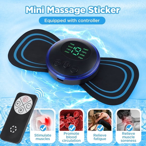 EMS Neck Massage Mat with Remote, 8 Modes & 19AdjustableIntensities, Cordless Gua Sha Massager with 5 Reusable Electrode Pads for Neck Shoulder Back Legs Relief