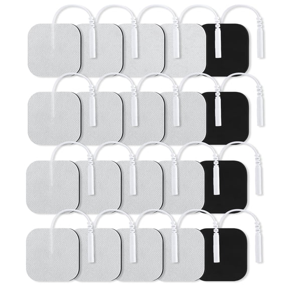 TENS Unit Replacement Pads 10 Pairs, 2mm Pin Connector, 2 x 2 Inches Square Tens Pads, Reusable Self-Adhesive Electrode Patches for EMS Muscle Stimulator, Skin-Friendly Non-Irritating