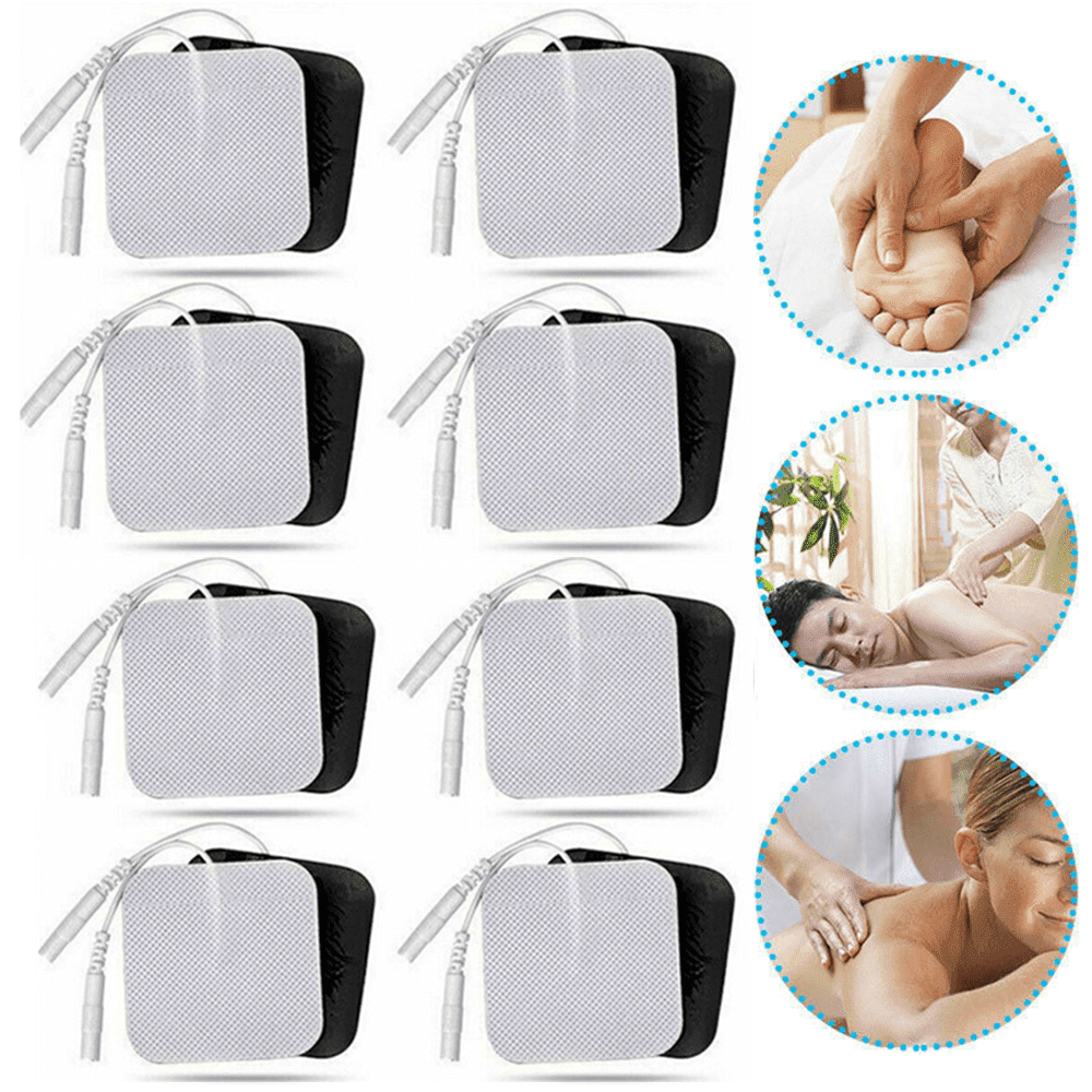 DREAMSOME TENS EMS Unit Replacement Pads 20 Pcs, 4x4cm Square Electrode Patches, Reusable Self-Adhesive Gel Pads, Pin Connector for TENS Unit EMS Massager