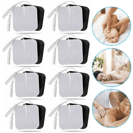 DREAMSOME TENS EMS Unit Replacement Pads 20 Pcs, 4x4cm Square Electrode Patches, Reusable Self-Adhesive Gel Pads, Pin Connector for TENS Unit EMS Massager