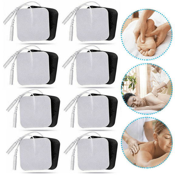 DREAMSOME TENS EMS Unit Replacement Pads 20 Pcs, 4x4cm Square Electrode Patches, Reusable Self-Adhesive Gel Pads, Pin Connector for TENS Unit EMS Massager