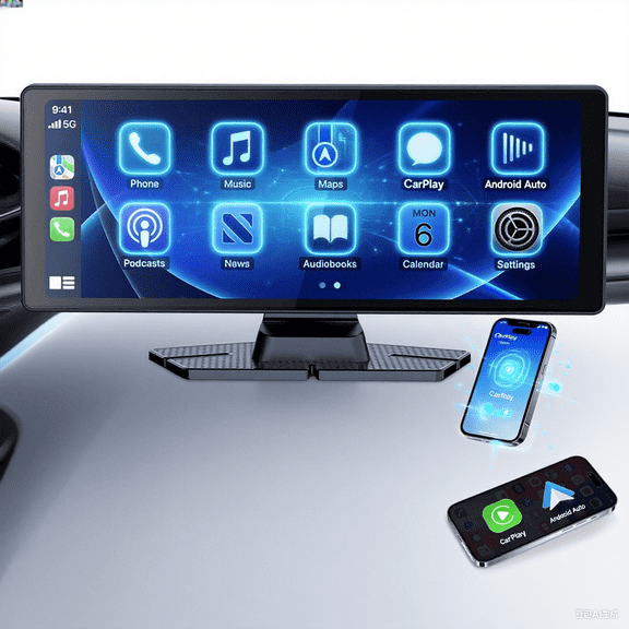DREAMfair Carplay Screen for Car, 10" Portable Wireless Car Stereo for Apple Carplay & Android Auto,Touchscreen CarPlay Audio Receivers W/Mirror Link/Rear Camera/BluetoothNavigation AUX/Voice Control