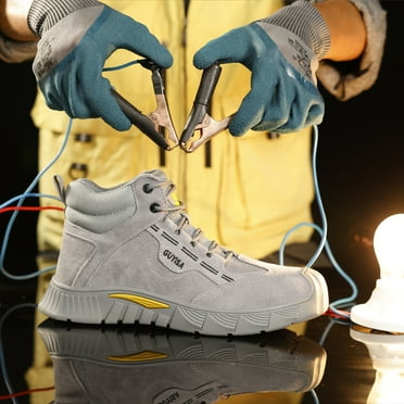 DREBO-Unisex 10kV Insulated Electrician Safety Shoes - Lightweight Comfortable, Anti-Puncture and Anti-Impact Work Boots, grey,6.5