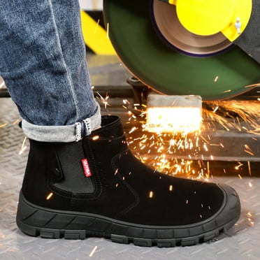 DREBO-Unisex Steel-Toe Safety Shoes - All-Season Anti-Smash, Anti-Puncture, and Heat-Resistant Welding Boots,Black,10