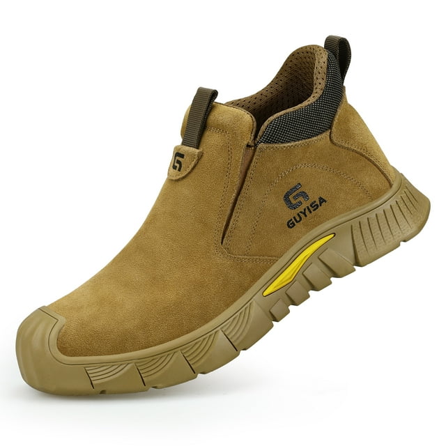 DREBO-Unisex Steel-Toe Safety Shoes - All-Season Anti-Smash, Anti-Puncture, and Heat-Resistant Welding Boots,brown,5.5