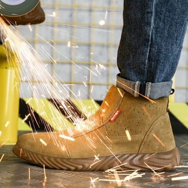 DREBO-Unisex Steel-Toe Safety Shoes - All-Season Anti-Smash, Anti-Puncture, and Heat-Resistant Welding Boots,brown,7