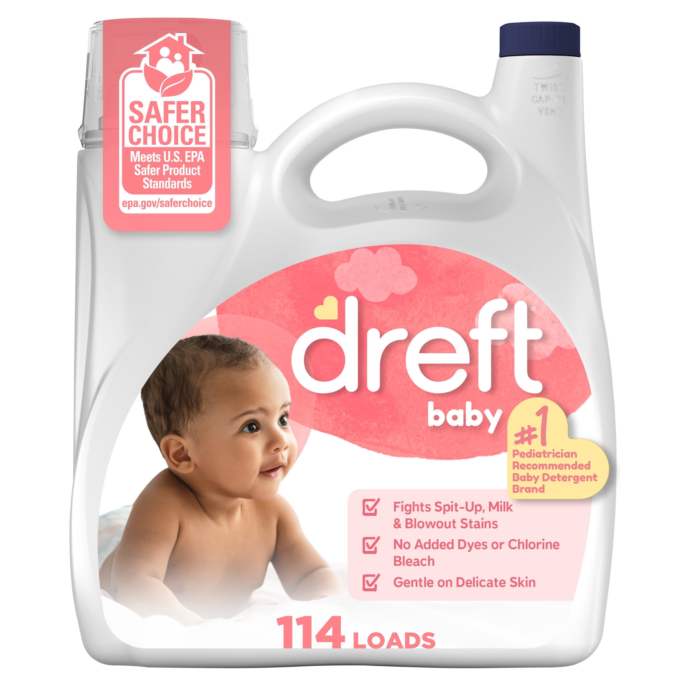Dreft Liquid Laundry Detergent for Babies, tackles 100% of common baby stains, Laundry Detergent, 150 fl oz, 114 Loads