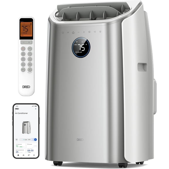 DREO Portable Air Conditioners, 12,000 BTU AC Unit for Bedroom with Drainage-free Cooling, 46dB Quiet, APP/Voice/Remote, 24h Timer with Fan & Dehumidifier, Smart Standing AC for Room Indoors, AC515S