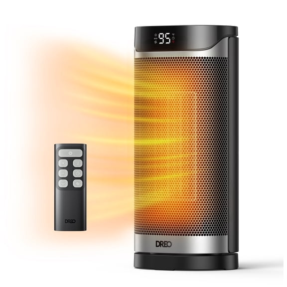 DREO 14'' Space Heaters for home, 1500W Electric Heater with 2s Fast Heating, Energy Efficient, 70 Oscillation, Remote Control, 3 Heat Levels, 34dB Quiet Operation for inside use, Office, Black