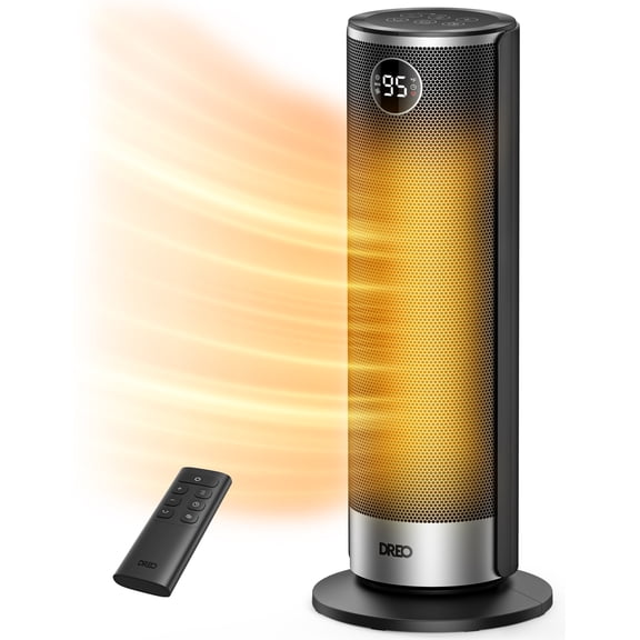 DREO Space Heater for Inside, 1500W Electric Heater with Dual-DC Motor, PTC Ceramic Heating & 8-Layer Safety Protection, ECO Mode, Precise Thermostat, 12H Timer & 20" Heaters for Home Office
