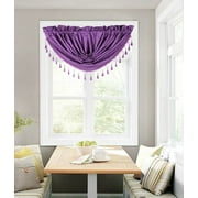 SAMIMPORT-2011 Elegant Purple Solid Waterfall Valance Curtains, 48” x 38”