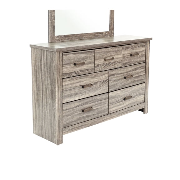 Gray Oak Dresser - 59" Bedroom Storage Cabinet - Wood