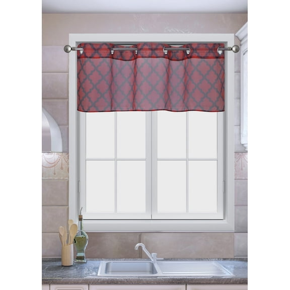 DRESSING YOUR WINDOW 1PC VALANCE C37 ZIG ZAG CHEVRON SHEER SEE THRU GROMMETS TOP CURTAIN TAILORED RESTAURANT,KITCHEN ,NURSERY,BATHROOM, WEDDING SIZE 52" WIDE X 18" LENGTH