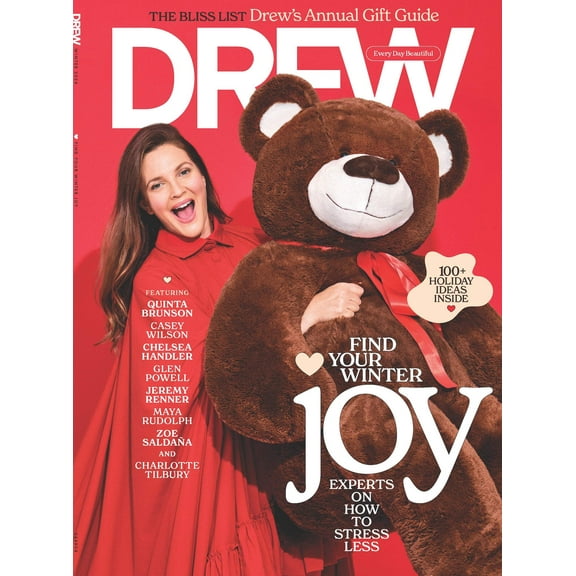 DREW Barrymore Magazine - Winter 2024 Issue: 100+ Holiday Ideas, Budget-Friendly Gift Guide, Cold Weather Beauty Tips, How To Boost Mood Less Stress, Design Notes, Featuring Quinta Brunson More!