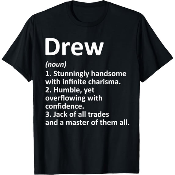 DREW Definition Personalized Name Funny Birthday Gift Idea T-ShirtMen and women, Black T-shirt, size: Extra large
