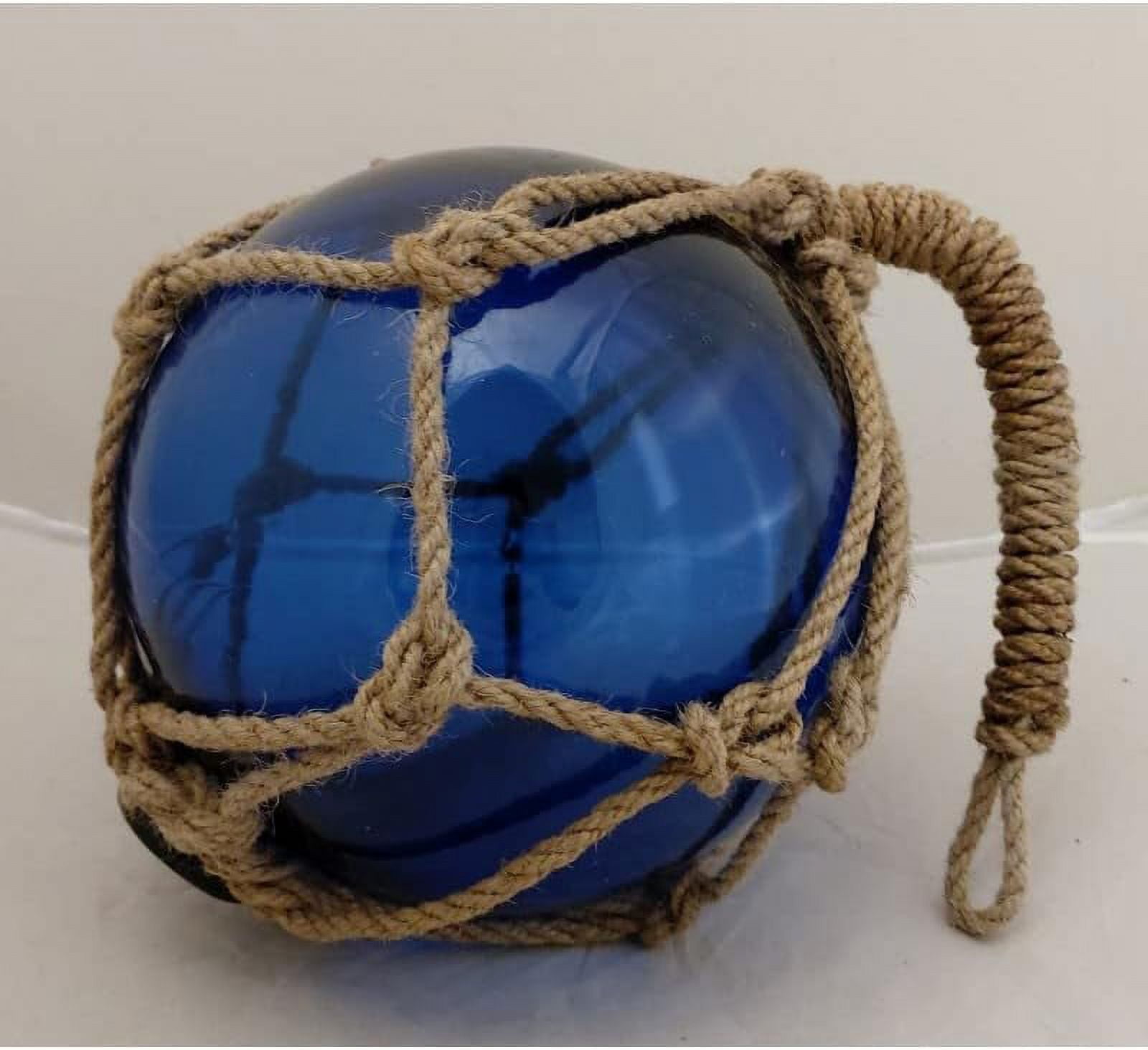 DRH - Blue Nautical Glass Japanese Fishing Float - Glass Float - Bright  Nautical Decor With Brown Roped Net - Hanging Decoration Nautical Glass  Buoy