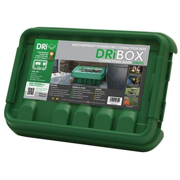DRIBOX - IP55 Weatherproof PowerCord Connection Box Green 110 x 150 x 285mm