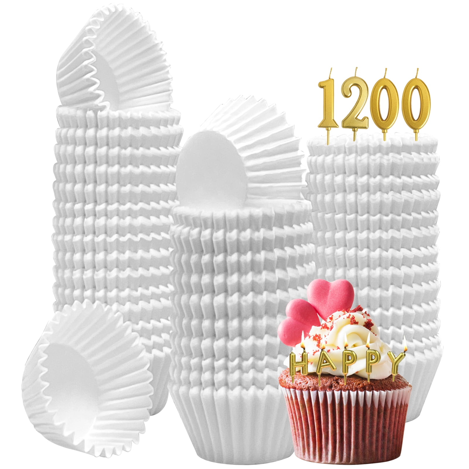 DRIDOUAM 1200Count Mini Cupcake Liners White Muffin Liners Easy