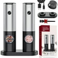 thumbnail image 1 of DRIDOUAM Rechargeable Electric Salt and Pepper Grinder Set with Charging Base, No Battery Needed, One Handed Operation, White Light, Adjustable Coarseness Automatic Electronic Spice Mill Shakers, 1 of 8