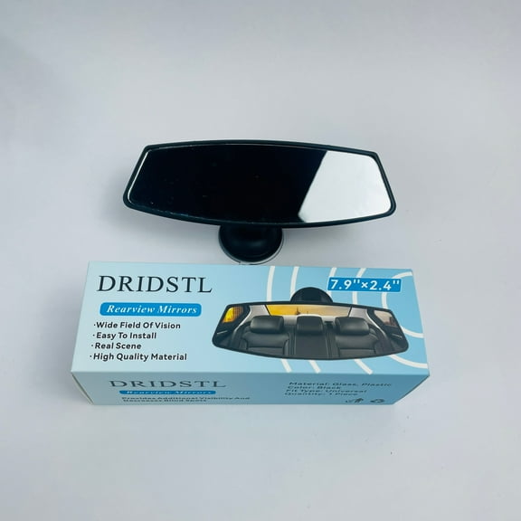 DRIDSTL 7.9'' x 2.4'' Black Rearview Mirror for Vehicle, Universal car Truck Interior Rearview Mirror
