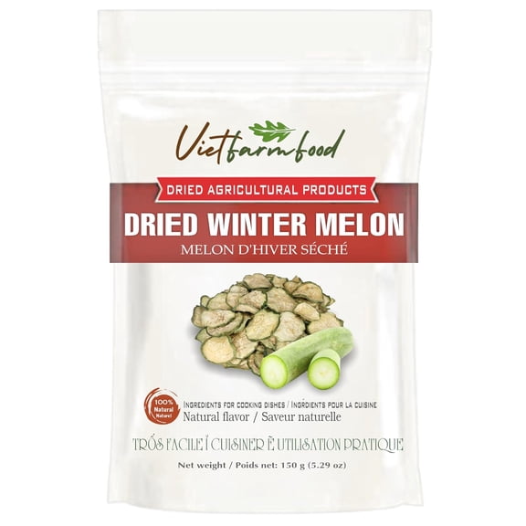 DRIED WINTER MELON 5.29 Oz (150g) VIETFARMFOOD: Dried agricultural products with pure natural flavor. Used as ingredients for cooking; toppings, drinks, nutritious dishes, suitable for vegetarians