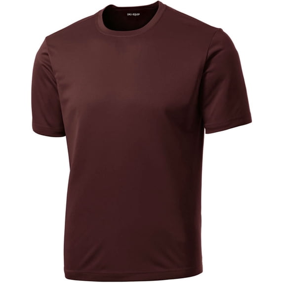 DRIEQUIP Men's Short Sleeve Moisture Wicking Athletic T-Shirt-Maroon-M