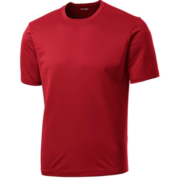 DRIEQUIP Men's Short Sleeve Moisture Wicking Athletic T-Shirt-Red-S