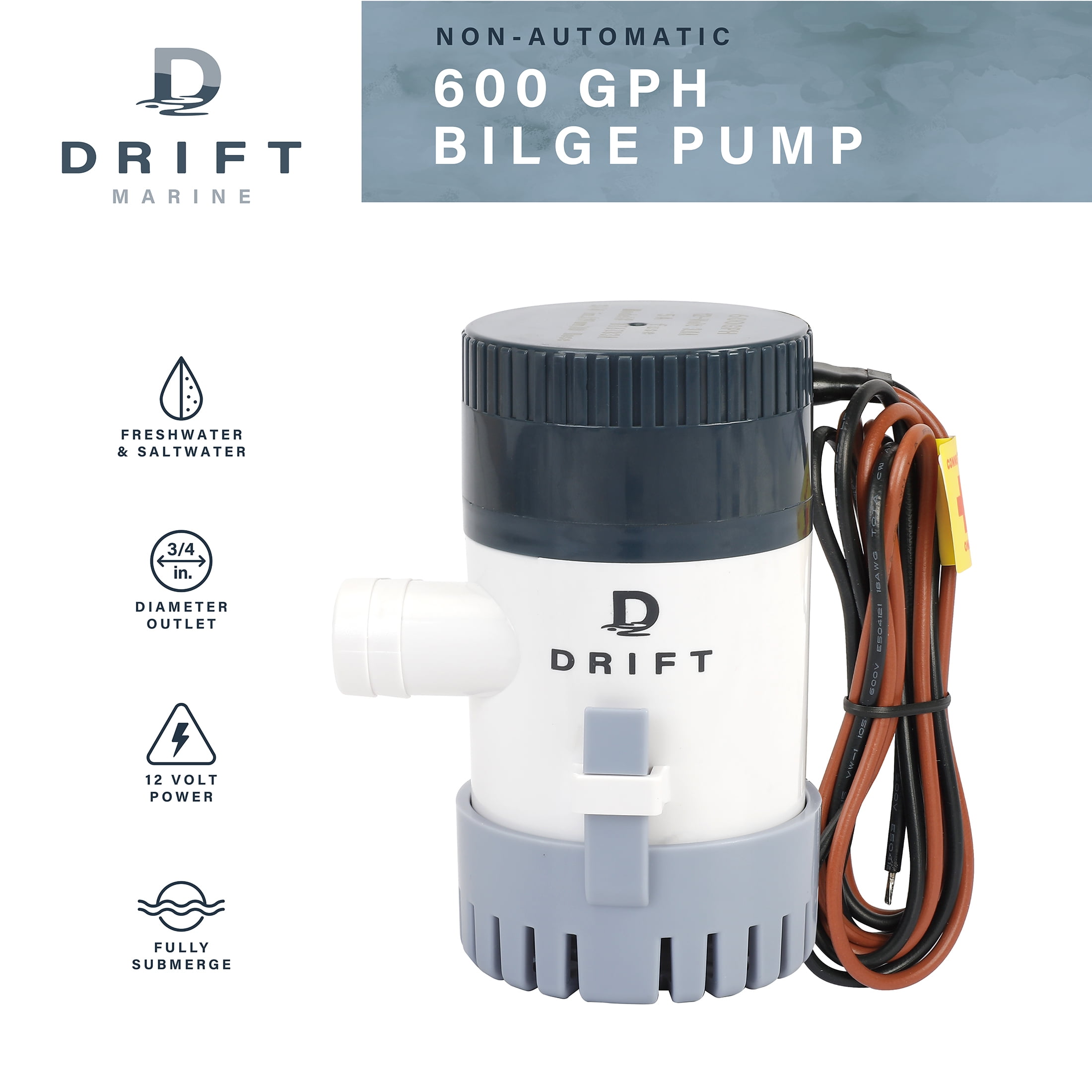 ビーター① カリブ D DRIFT ALL THINGS WATER 600GPH Non-Automatic Submersible Bilge