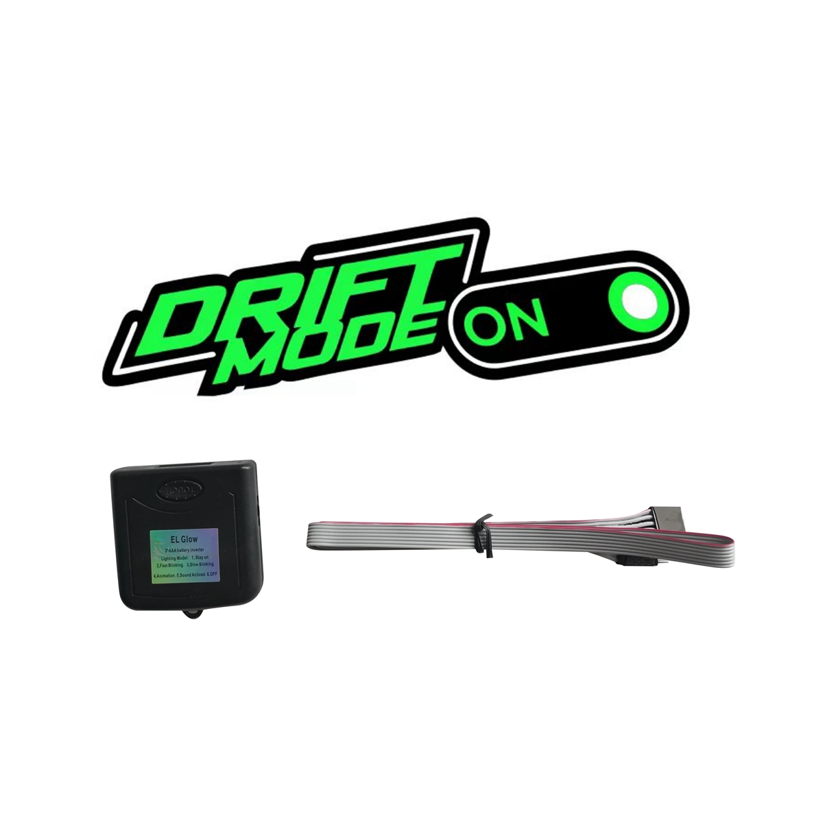 DRIFT MODE ON Glow Panel Light Emitting Window Racing Car Sticker