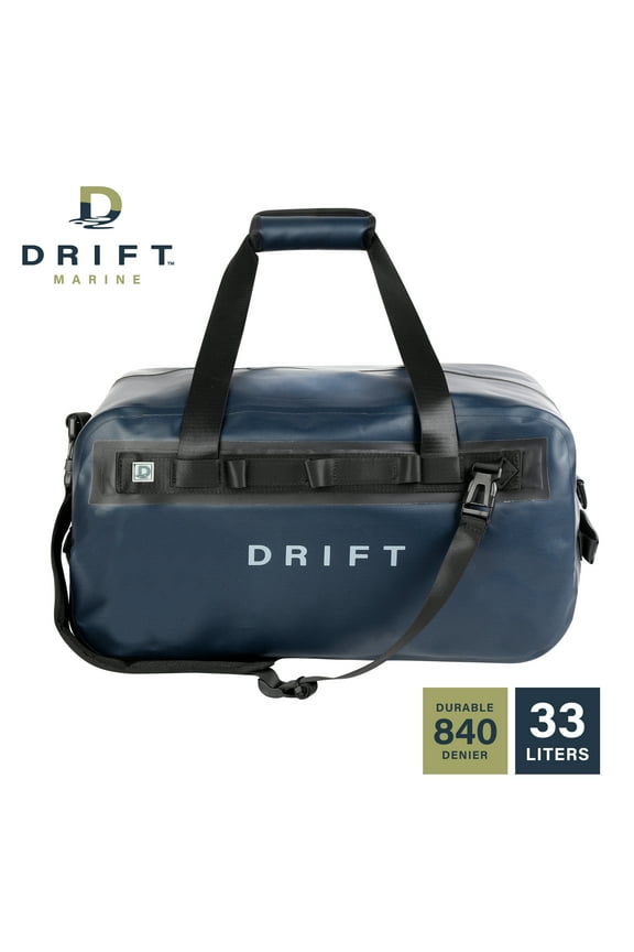 Waterproof Boat Bag - 33L Navy Blue Backpack with TPU Coating, 840 Denier, Floating Dry Bag for Kayaking, Fishing, and Outdoor Adventures