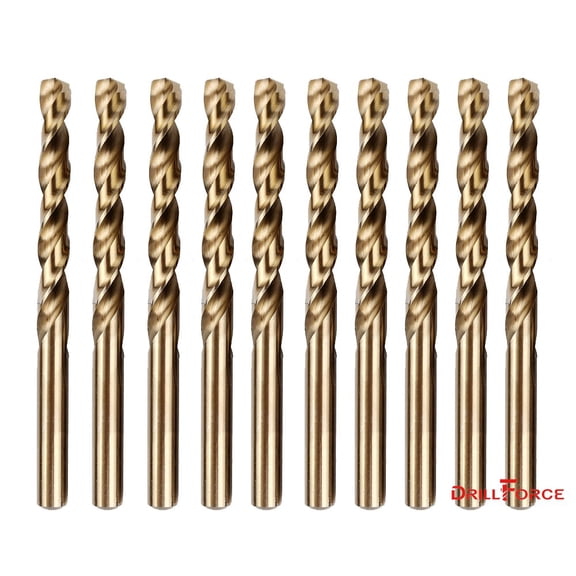 DRILLFORCE M35 Cobalt Twist Drill Bits Set 19/64 Inch HSSCo for Stainless Steel Copper Aluminum Zinc Alloy Power Drilling Tools
