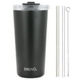 thumbnail image 1 of DRINCO 20 oz Stainless Steel Tumbler With Straw & Spill Poof Flip Lid, Vacuum Insulated Travel Mug, For Hot & Cold Drinks, Black, 1 of 6