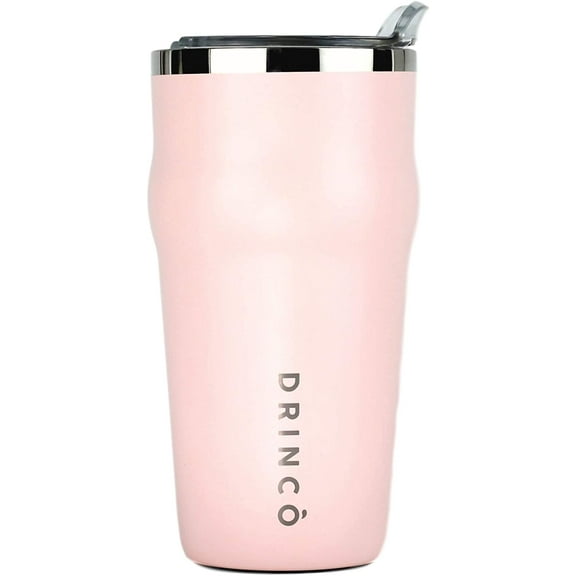 DRINCO-20oz Stainless Steel Tumbler Vacuum Insulated Tumbler Pint Glass Beer Mug with Built-in Bottle Opener THOR, 20oz Pale Pink