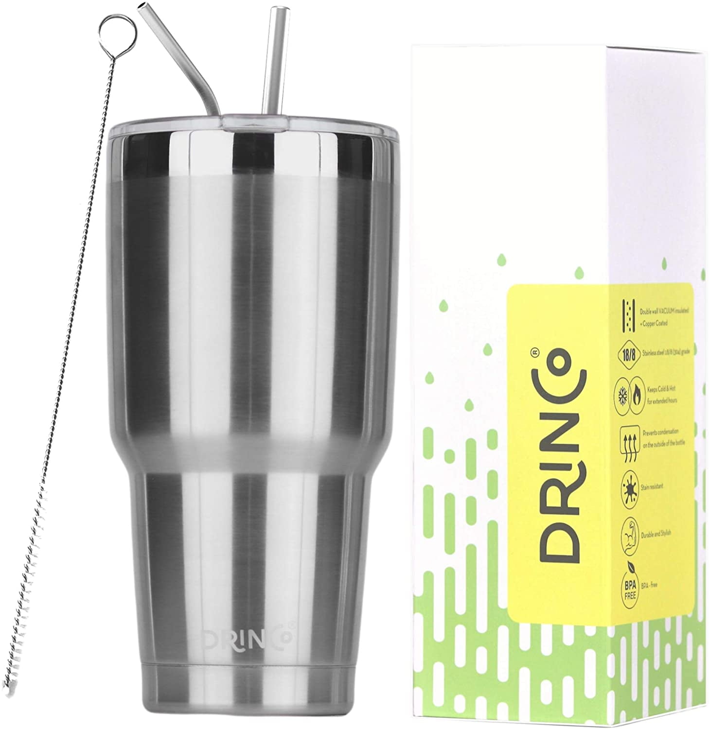DRINCO 30 oz Stainless Steel Tumbler Double Walled Vacuum Insulated Mug ...