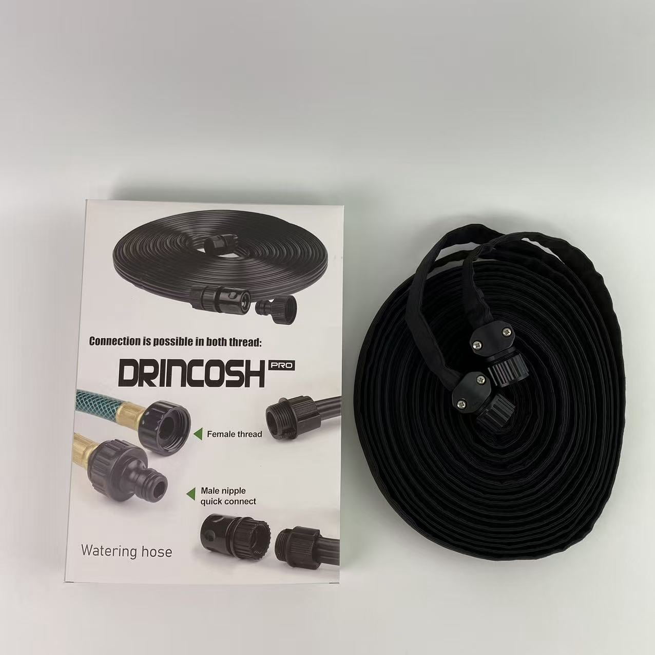 DRINCOSH PRO Watering hose, not of metal,Flat Soaker Hose for Garden Bed,25 50 75ft 50ft*2 1/2" Linkable Consistent Drip Irrigation (50FT)